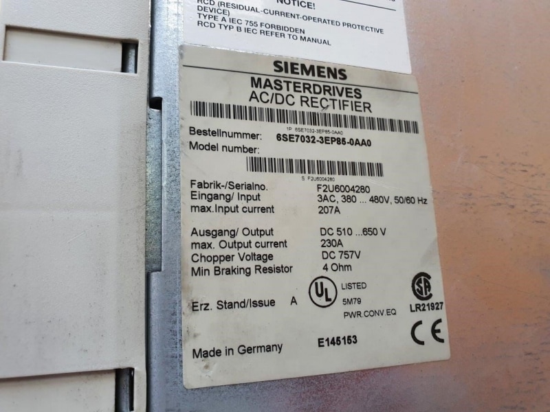 Siemens Masterdrive rectifier A21027 5