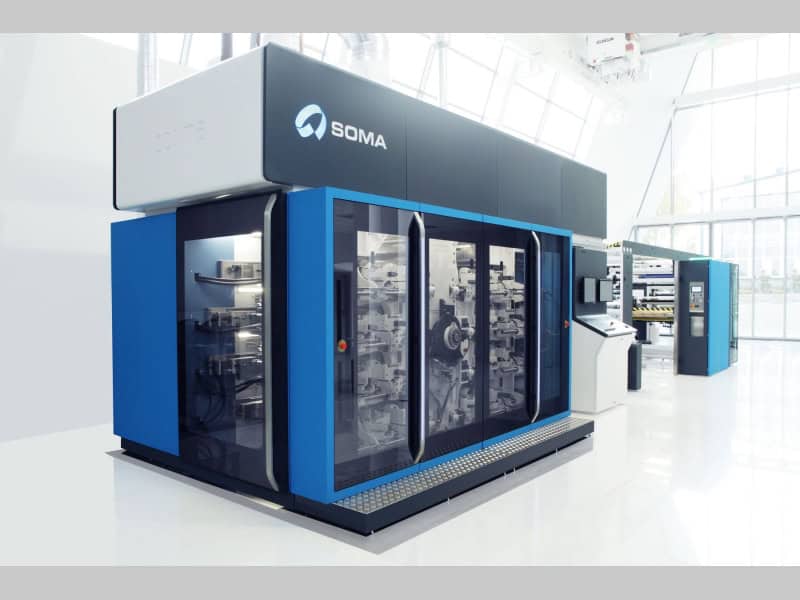 During DRUPA inspecting a SOMA Optima 1 in production